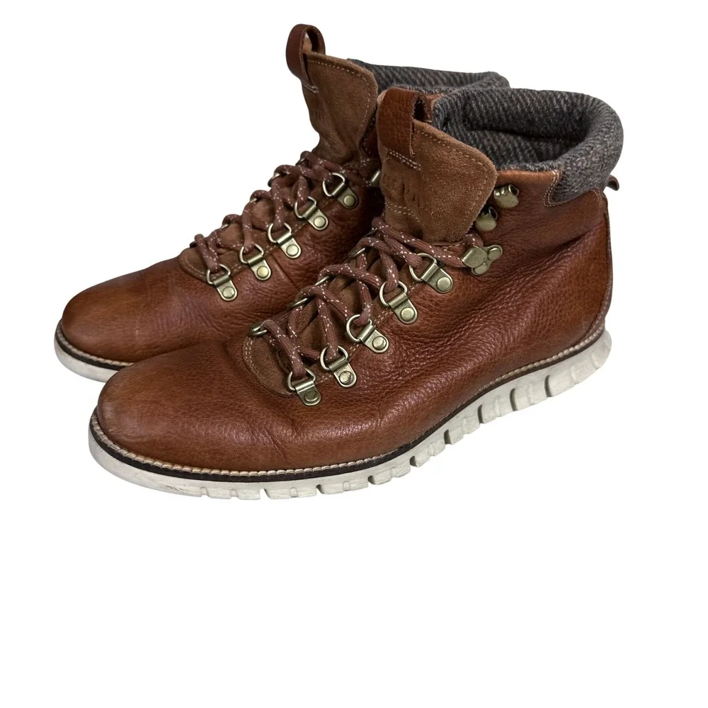 Cole Haan Zerogrand Hiker Boots Mens 8.5 Brown Leather Tweed C27840